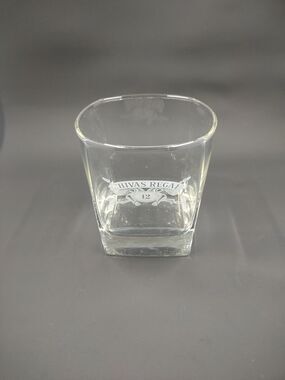 Chivas Regal Whiskey Glass 12 Years Commemorative Banner Square Bottom